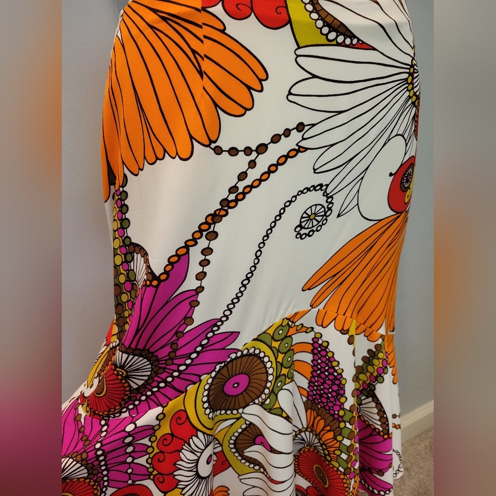 Trina Turk Floral Fit and Flare Silk Y2K Skirt SZ 8 - Picture 4 of 12